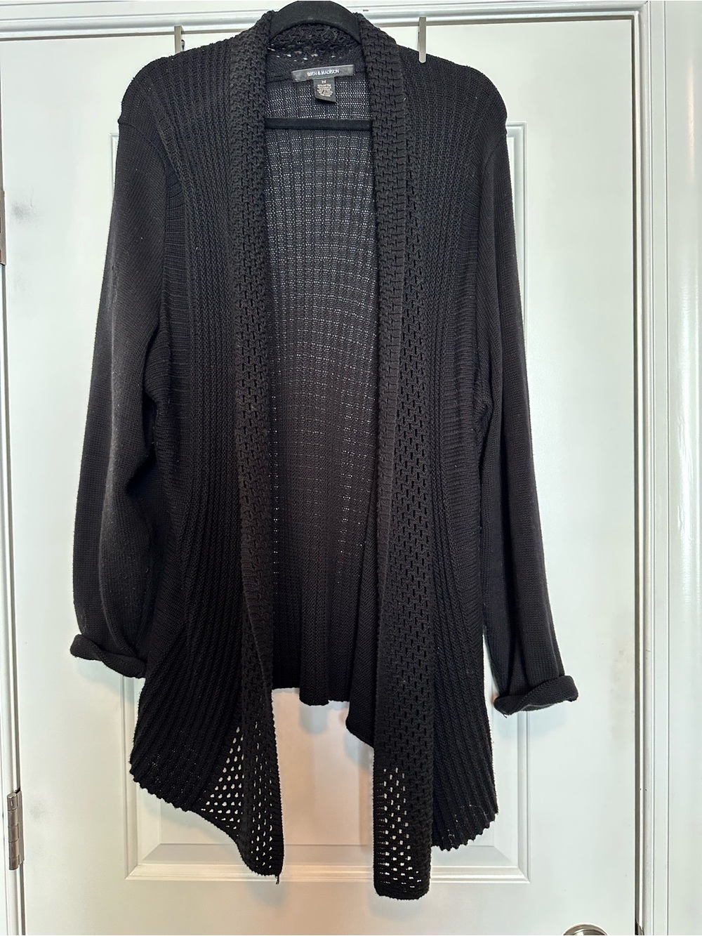 89th & Madison Black Open-Front Knit Cardigan